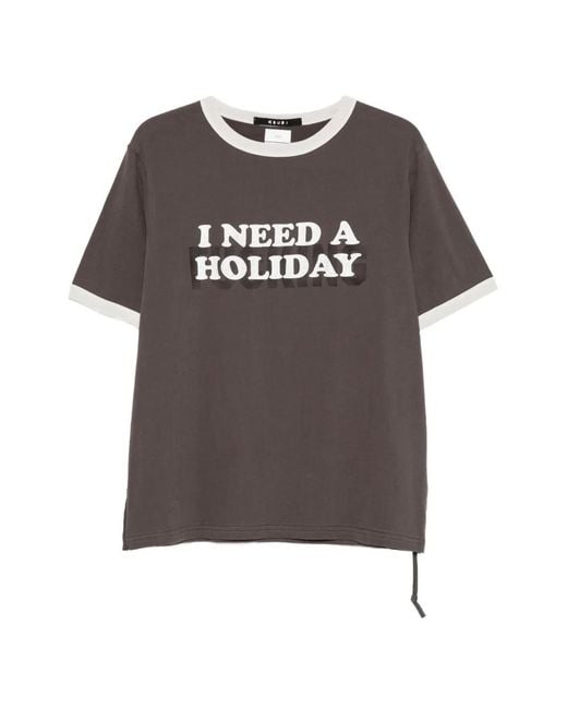 Ksubi Gray Holiday Ringer Slogan-Print T-Shirt for men