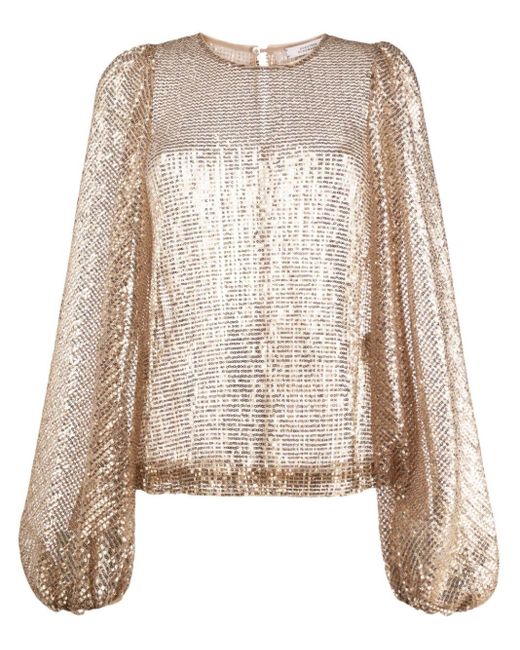 Dorothee Schumacher Natural Sequin-embellished Long-sleeve Blouse