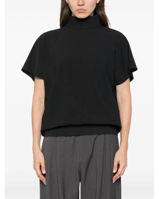 ELEH Black Open-Back High-Neck Top