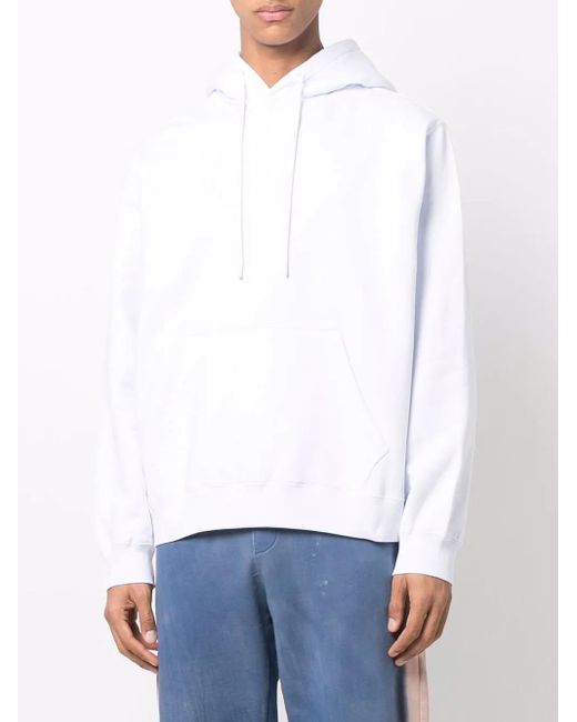 MSGM White Logo-Print Hooded Jumper for men