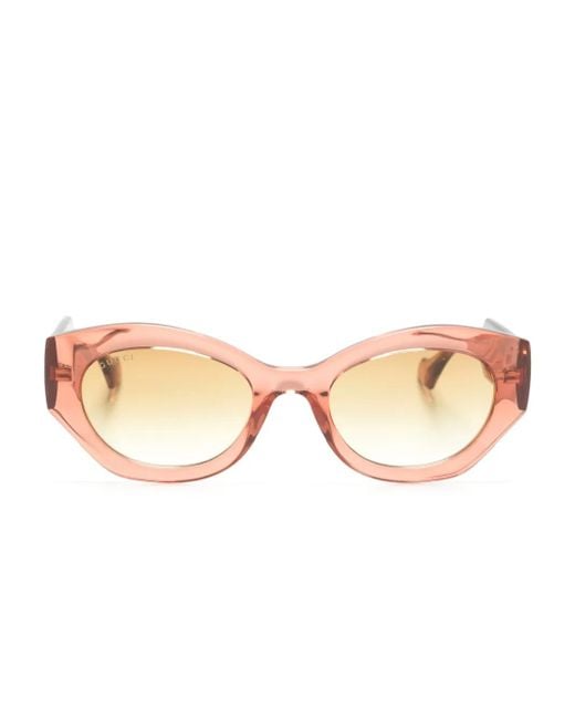 Gucci Pink Interlocking G-Logo Oval-Frame Sunglasses