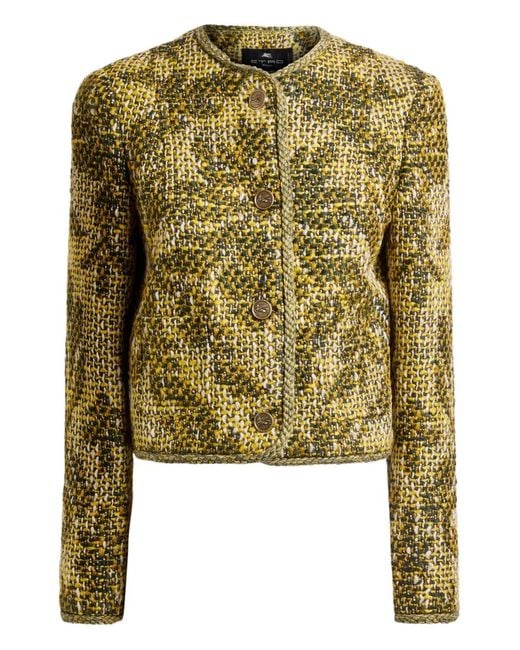 Etro Green Basketweave Jacquard Jacket