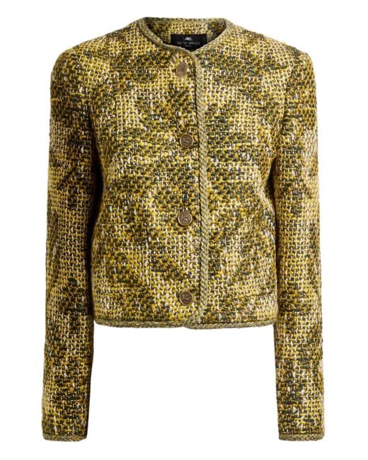 Etro Green Basketweave Jacquard Jacket