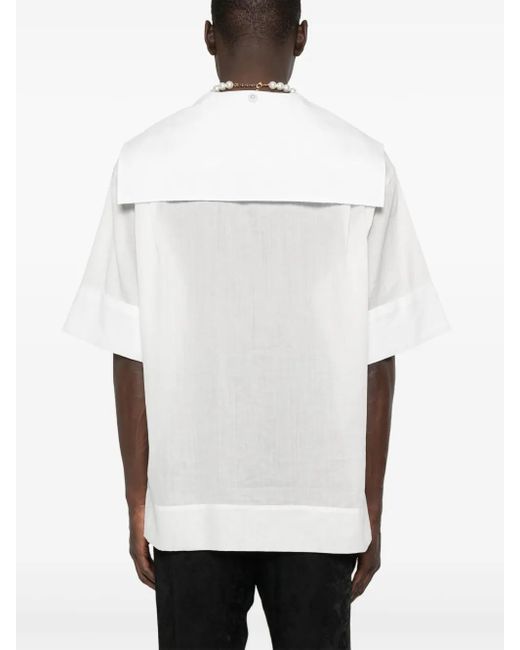 Simone Rocha White Sailor-Collar Shirt for men