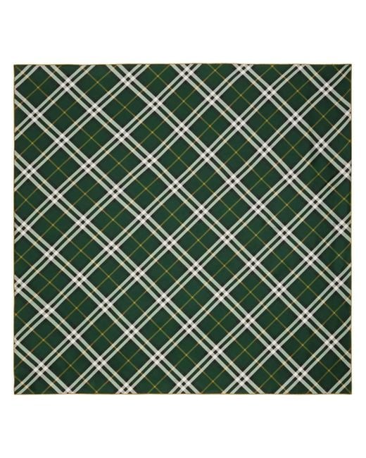 Burberry Green Checked Silk Scarf