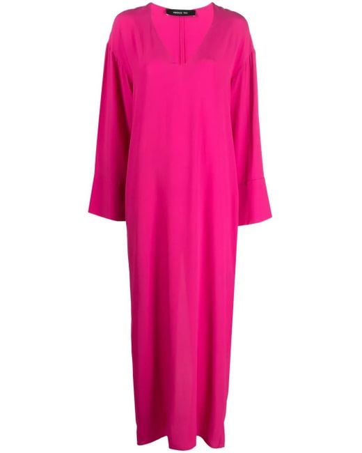 Vestido largo con cuello en V FEDERICA TOSI de color Pink