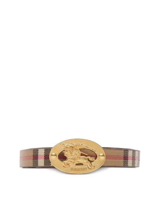 Burberry White Thin Reversible Check Oval Belt