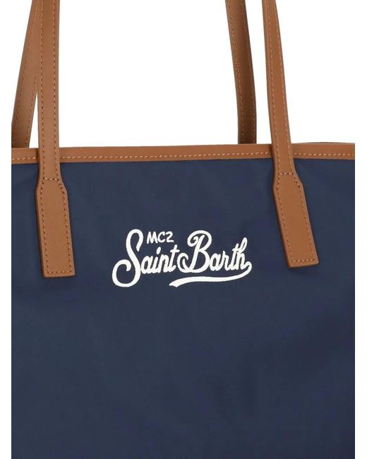 Mc2 Saint Barth Blue Sac Porté Épaule City Format Moyen À Logo Brodé