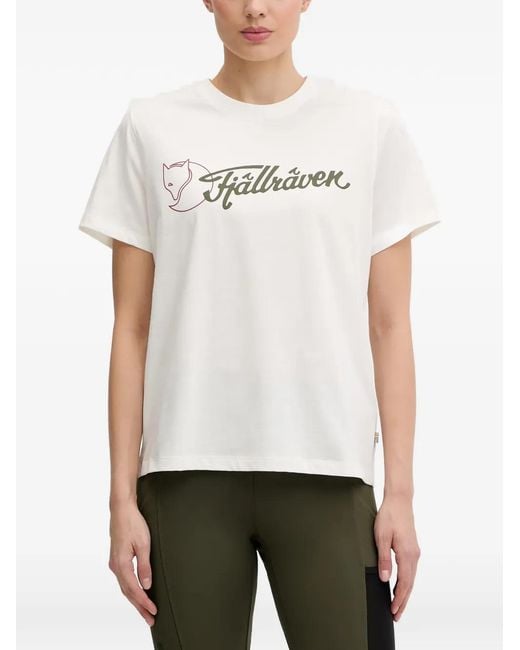 Fjallraven White Logo-Print Short-Sleeve T-Shirt