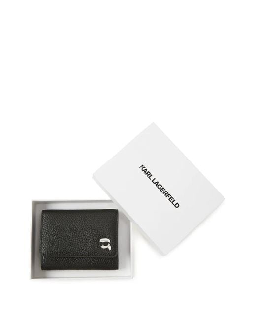 Karl Lagerfeld Black Ikon Pebble Tri-Fold Wallet