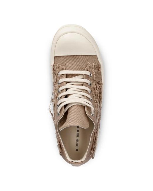 Rick Owens Brown Distressed-Effect Low-Top Sneakers