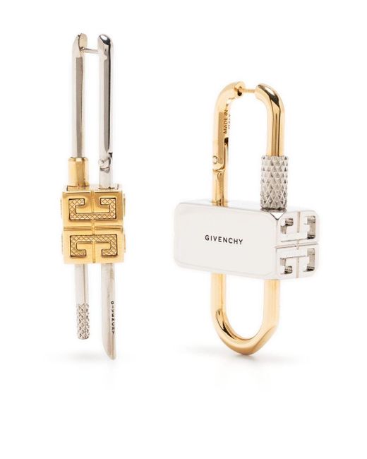 Givenchy Metallic Lock Asymmetrical Earrings