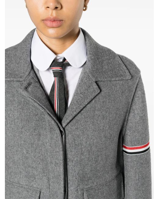 Thom Browne Gray Grosgrain-Stripe Brushed Jacket