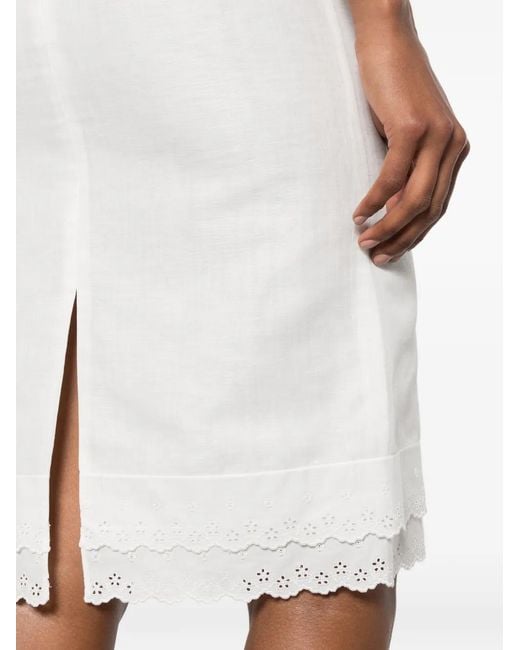 Magda Butrym White Broderie-Anglaise Midi Skirt