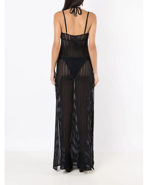 Amir Slama Black Open-Knit Maxi Dress