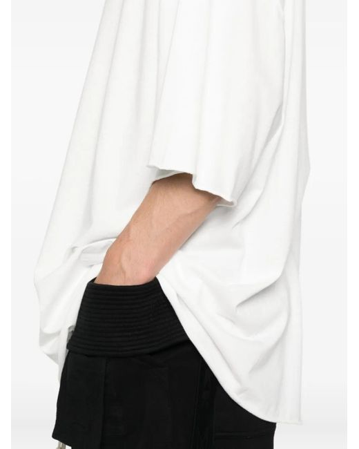 T-Shirt Con Orlo Asimmetrico di Rick Owens in White da Uomo