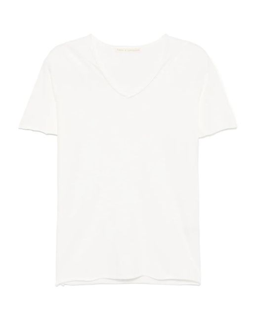 Forme D'expression White T-Shirt Mit V-Ausschnitt