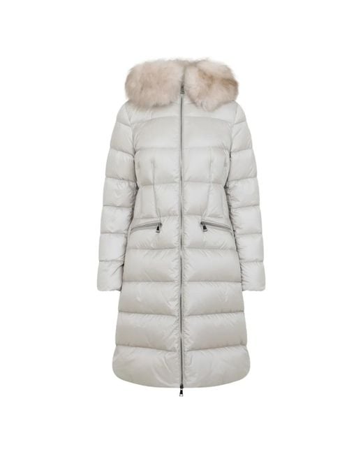 Moncler Gray Shearling-Trim Quilted Coat
