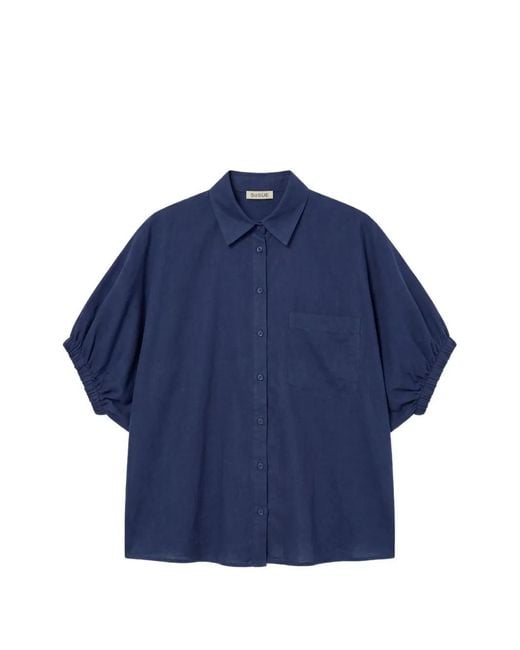 SOSUE Blue Puffed-Sleeve Shirt