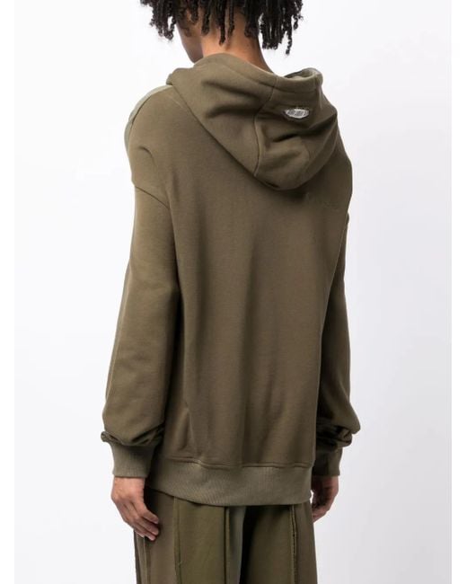 Mostly Heard Rarely Seen Green Double-Sleeve Layered Cotton Hoodie for men