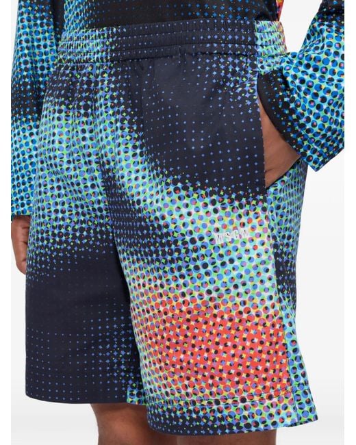 MSGM Blue Printed Shorts for men