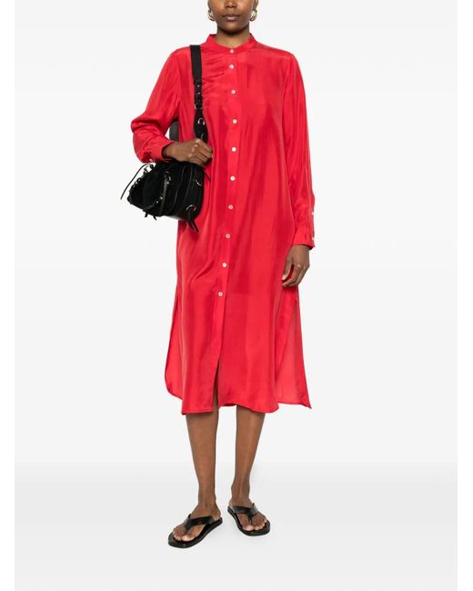 P.A.R.O.S.H. Red Robe Mi-Longue À Boutonnière