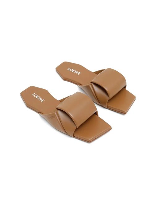 Loewe Brown Origami Square-Toe Sandals