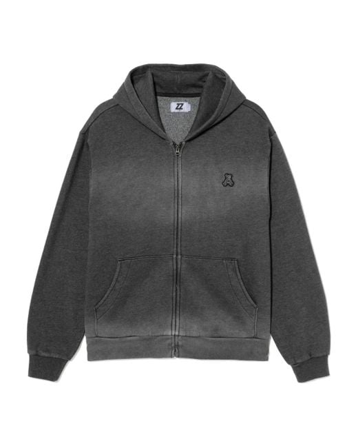Izzue Gray Bear-Embroidered Hoodie for men