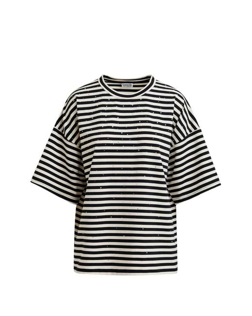 Essentiel Antwerp Black Striped Strass T-Shirt