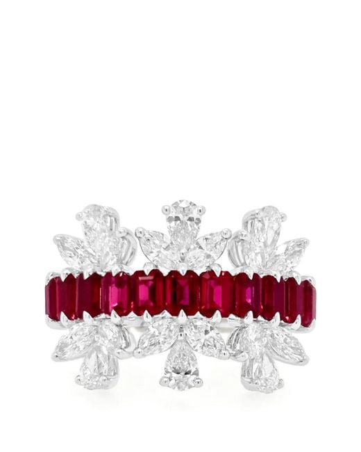 HYT Jewelry レディース レッド フローラル ルビー＆ダイヤモンド リング