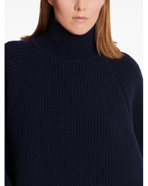 Balmain Blue Gerippter Pullover Mit Logo-Patch
