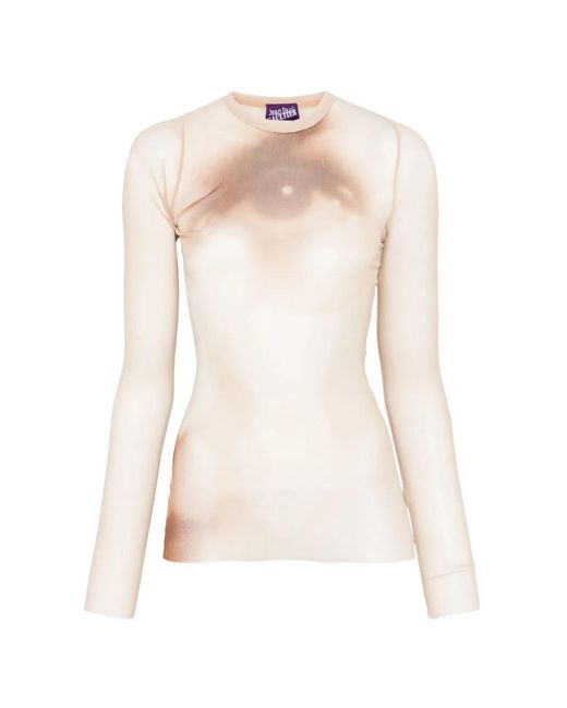 Jean Paul Gaultier White Crew Neck Long-Sleeve Top