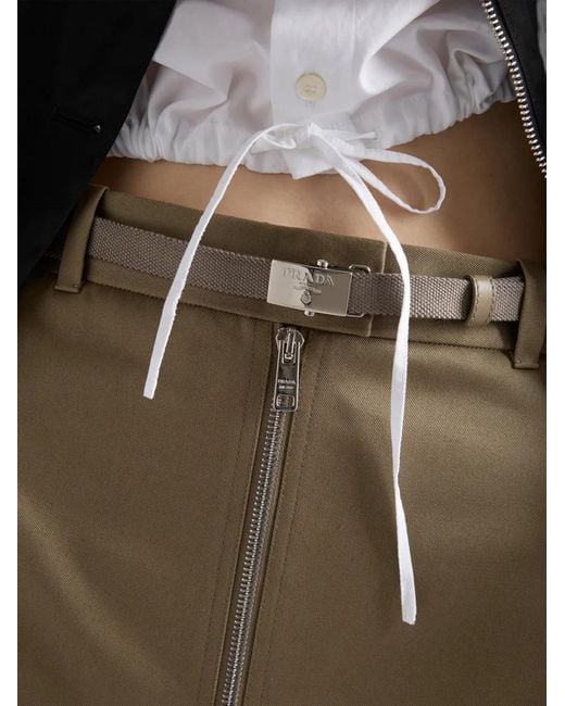 Prada Natural Chino Miniskirt With Zipper
