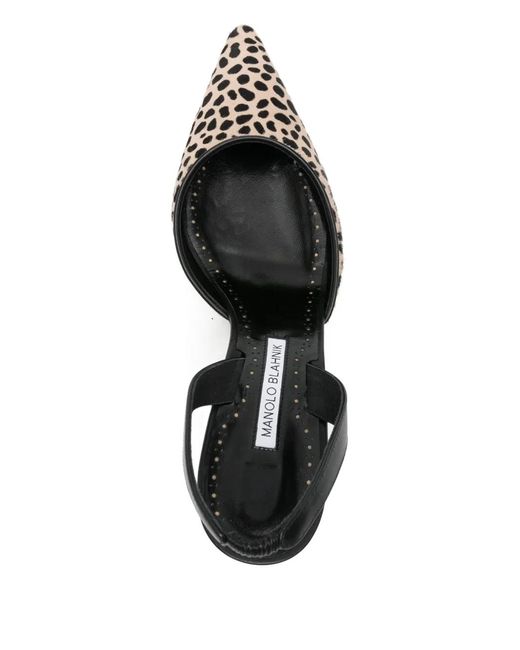 Manolo Blahnik Metallic Escarpins Carolyne 70 Mm À Motif Léopard