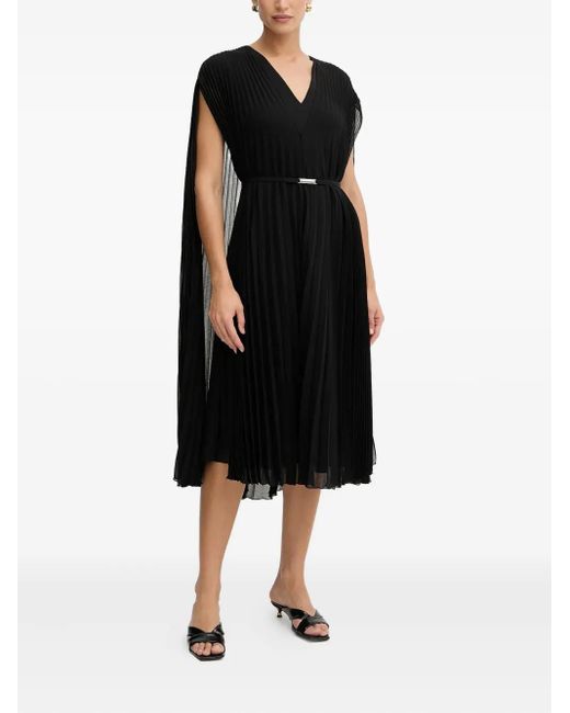 BOSS Pleated Cape Dress in Black | Lyst UK