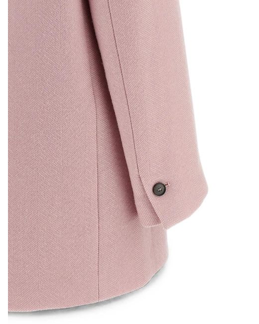 Tela Pink Nomade Herringbone-Weave Double-Breasted Blazer