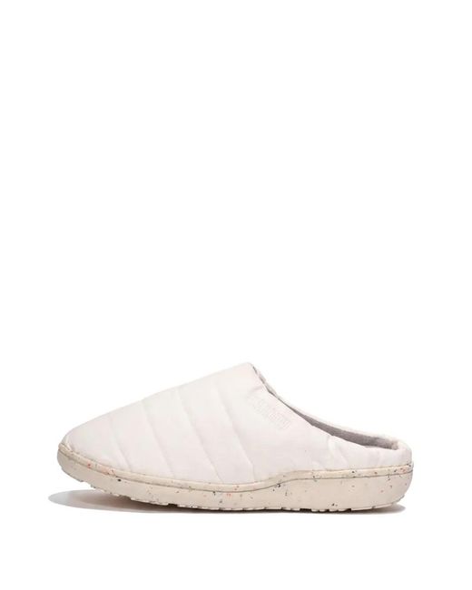 SUBU White Recycled Insulated Quilted Slippers