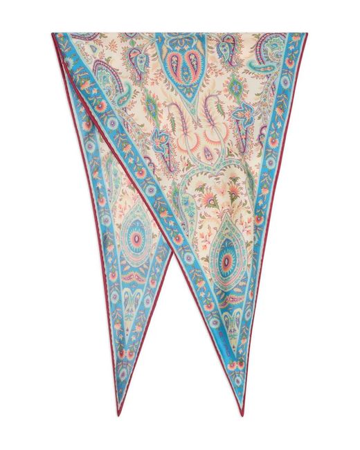 Etro Blue Paisley Print Scarf