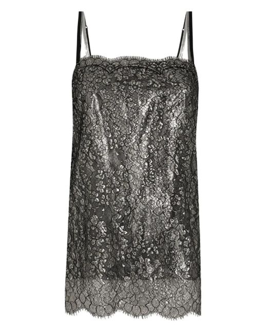Dolce & Gabbana Black Lamé Lace Top