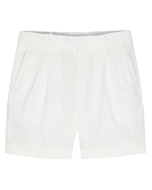 Brioni White Seersucker Chino Shorts for men