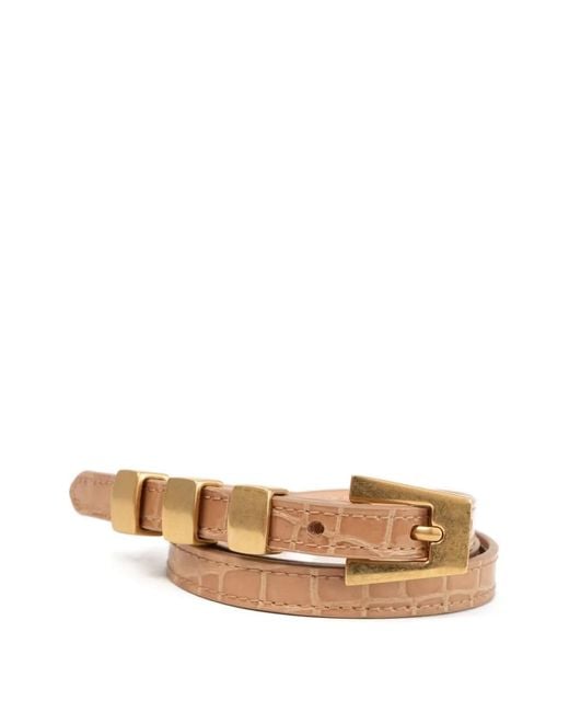 By Far Natural Vic Geometric-Buckle Leather Belt