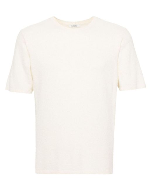 Sandro White Towelling-finish Knitted T-shirt for men