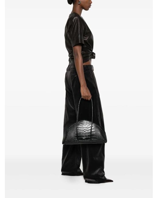 FEDERICO CINA Black Crocodile-Effect Tote Bag