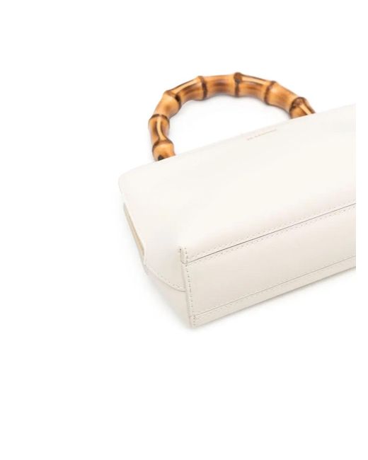 Jil Sander White Bamboo-handle Leather Tote Bag