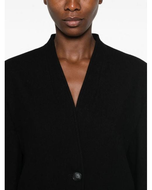 LE SULLY STUDIO Black Single-Breasted Collarless Coat