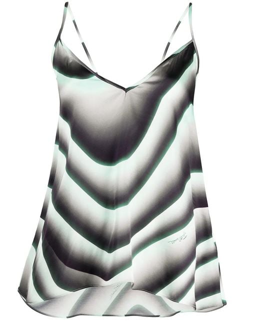 Just Cavalli Gray Wave Print Asymmetric Top