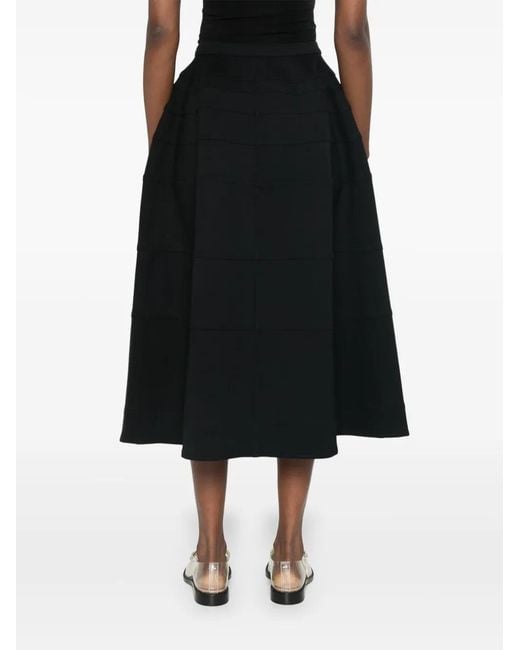 Aganovich Black Panelled Midi Skirt