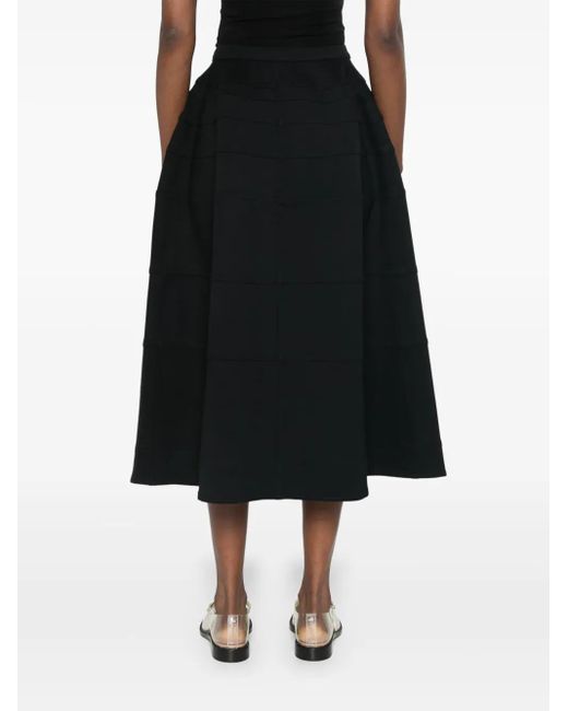 Aganovich Black Panelled Midi Skirt