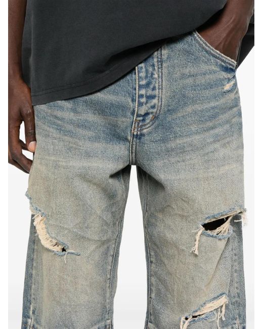 Purple Brand Blue Distressed Wide-Leg Jeans for men