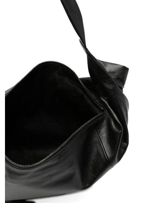 Discord Yohji Yamamoto Black Knot-Detail Leather Shoulder Bag